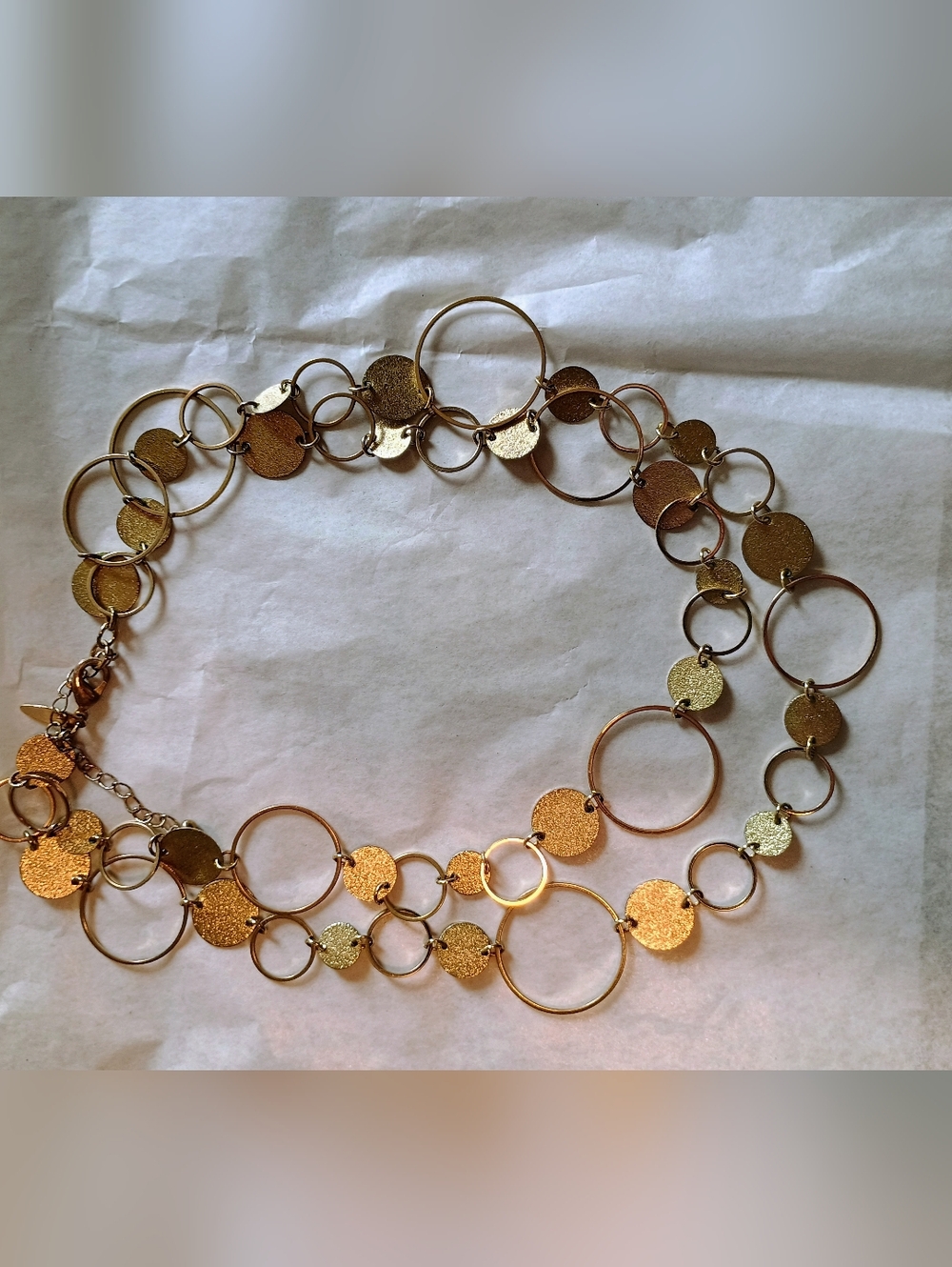 Gold-Tone Layered Circle Link Necklace 2 For $10